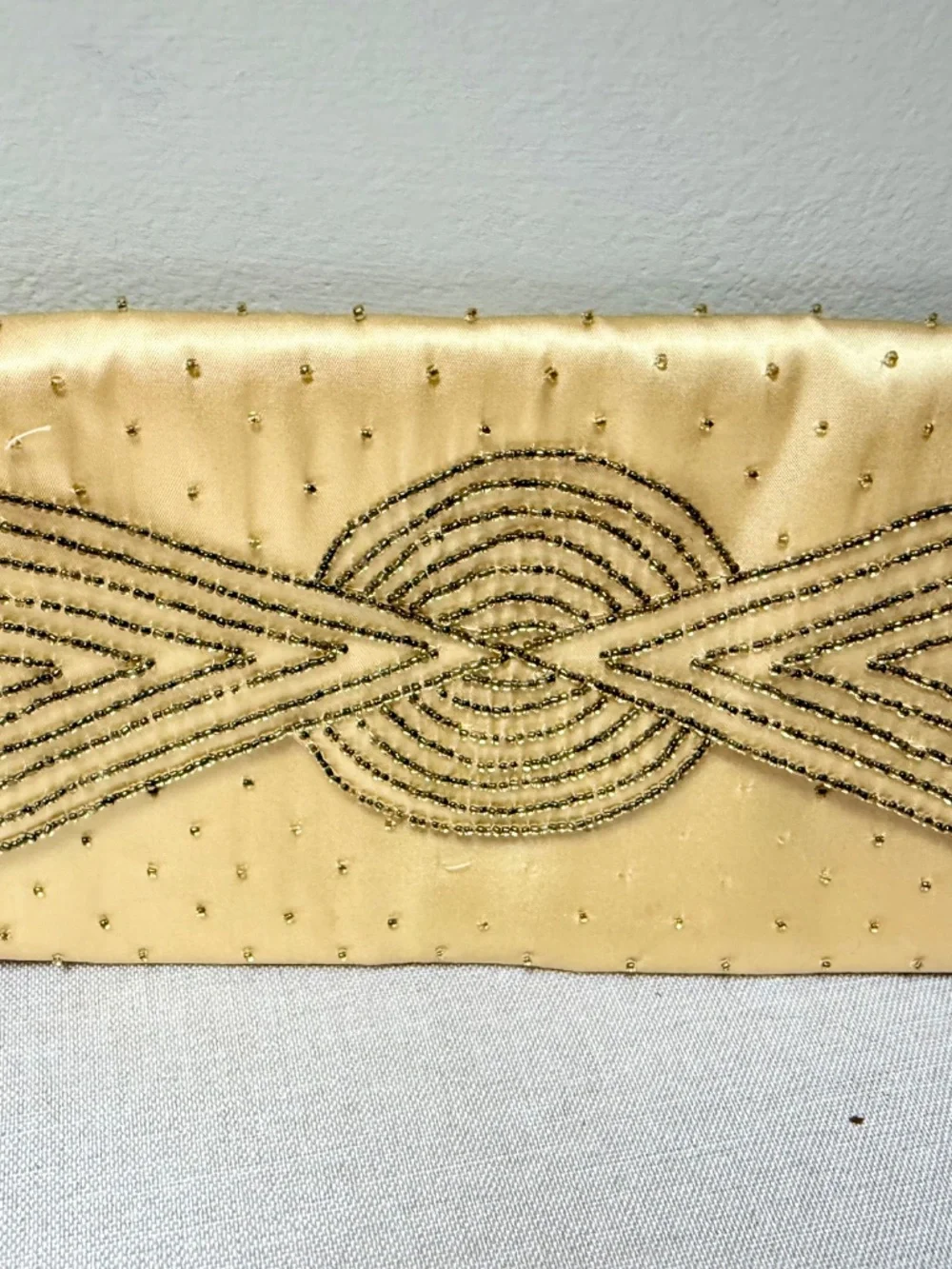Vintage Art Deco Style Gold La Regale Beaded Clutch Evening Bag
